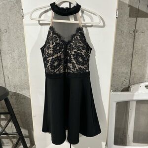 Three Hearts Black and Cream Lace Dress